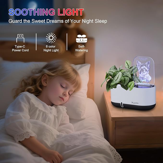 Self-Watering Plant Pot with LED Note Board & 7 Colors Pen, Led Acrylic Message Board with Plant Pot,Dog Board Night Light with Planting Pot for Christmas/Thanksgiving/Gifts(No Plant&Seed)