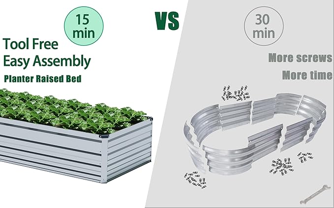 4×3×1FT(2PCS) Galvanized Raised Garden Bed Kit, Metal Planter Boxes,Large Raised Garden Bed for Planting Vegetables,Flowers,Herbs -Silver