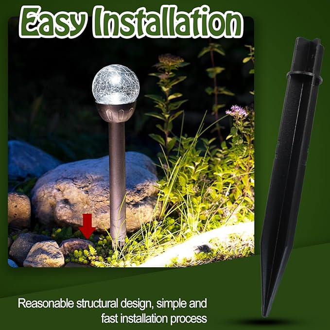 12 Pack 8.3 Inch ABS Ground Spikes - Replacement Stakes for Solar Lights - Fit for Pole Inside Diameter 0.83 Inch - Plastic Ground Stakes for Garden Light Pathway