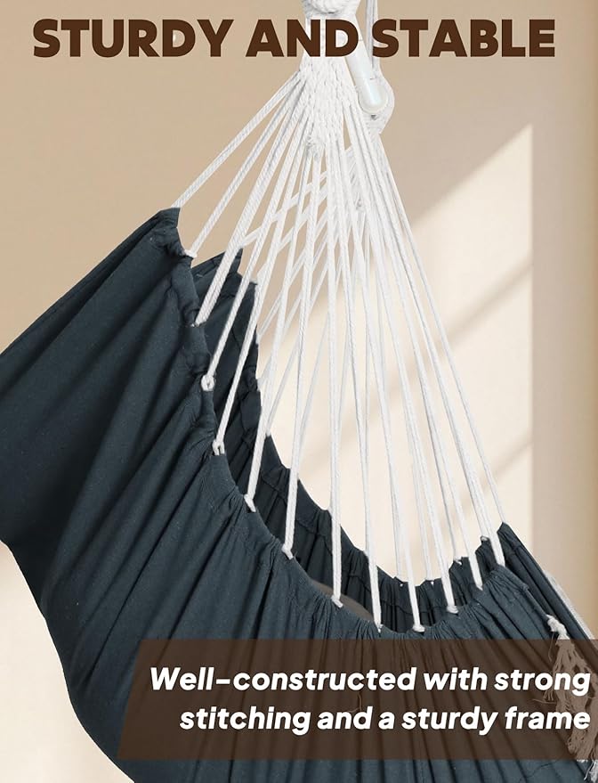 Chihee Hammock Chair Hanging Swing Max 500 Lbs 2 Cushions Included Steel Spreader Bar with Anti-Slip Grooves Portable Hanging Chair Side Pocket Large Macrame Bohemian Chair Indoor Outdoor