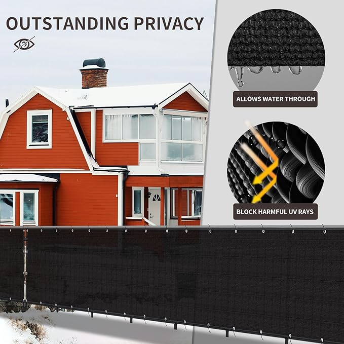 LOVE STORY Custom Size 3'x15' Black Balcony Privacy Screen,UV Block Privacy Fence Screen,90% Shield for Outdoor Pool Garden Apartment Railing