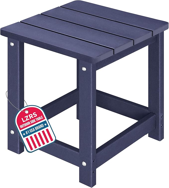 LZRS Adirondack Square Outdoor Side Table for Patio, Pool Composite Patio Table,HDPE End Tables for Backyard,Pool, Indoor Companion, Easy Maintenance & Weather Resistant(Navy Blue)