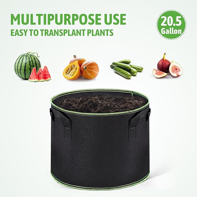 Delxo 10 Pack 20 Gallon Plant Grow Bags Heavy Duty Aeration Fabric Pots Thickened Nonwoven Plant Grow Bags with Handles