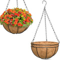ZeeDix 12 Inch Hanging Baskets for Plants Outdoor - 3 Pack Hanging Planters with Coconut Liners, Metal Round Hanging Planter for Flowers Vegetables