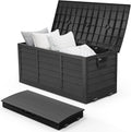 VINGLI 75 Gallon Collapsible Outdoor Storage Box, Simple-to-assemble Plastic Storage Containers with Lid, Patio Deck Box Furniture for Garden, Pool, Balcony, Yard (Full Black)