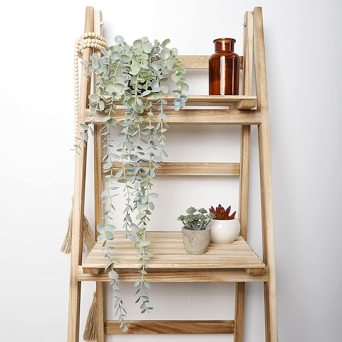 COCOBOO 1pcs Artificial Hanging Plants, Fake Potted Eucalyptus Faux Hanging Plant for Wall Room Home Indoor Outdoor Shelf Decor