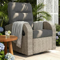 Outdoor Swivel Recliner Chair, All-Weather Wicker Reclining Patio Chair with Adjustable Backrest and Footrest