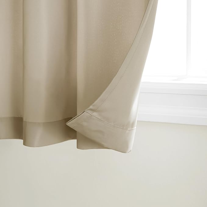 TOWN & COUNTRY BASICS Cabana Solid Heavyweight Indoor Outdoor Curtains, Light Filtering Opacity with Grommet Top, Water Repellent, 2-Pack Set, 54"x96", Taupe