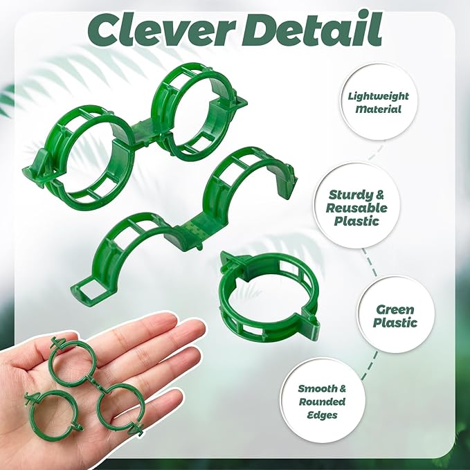 OJYUDD 400 Pcs Tomato Clips,Plastic Vine Clips,Plant Support Clips for Gardening,Climbing Plants,Tomato,Vegetables(Green)