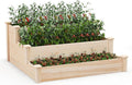 Giantex 3-Tier Raised Garden Bed, Tiered Planter Box w/Open-Ended Base, Fir Wood Elevated Raised Beds for Gardening, Vegetable Flower Herb Fruit, Perfect for Patio, Lawn, Backyard