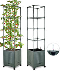 Tomato Planter Pot Tomato Box Raised Garden Bed 56.5" Tall Self-Watering and Water Indicator Planter for Tomato Outdoor Indoor Metal Trellis for Climbing Plants Large Reservoir-1 planter-not 2