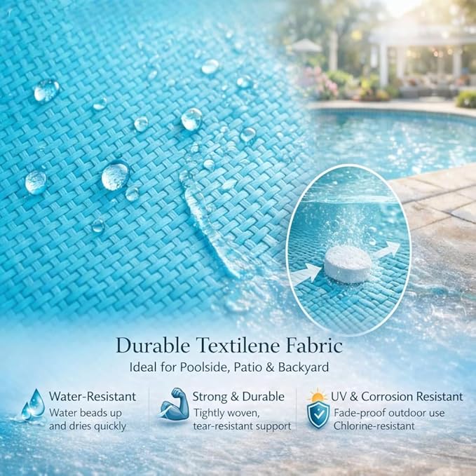Kozyard Outdoor Chaise Lounge Chair, Full Aluminum Frame, Adjustable Reclining Patio Lounger for Poolside, Sunbathing & Backyard, Textilene (Aqua, 2Chairs + Table)