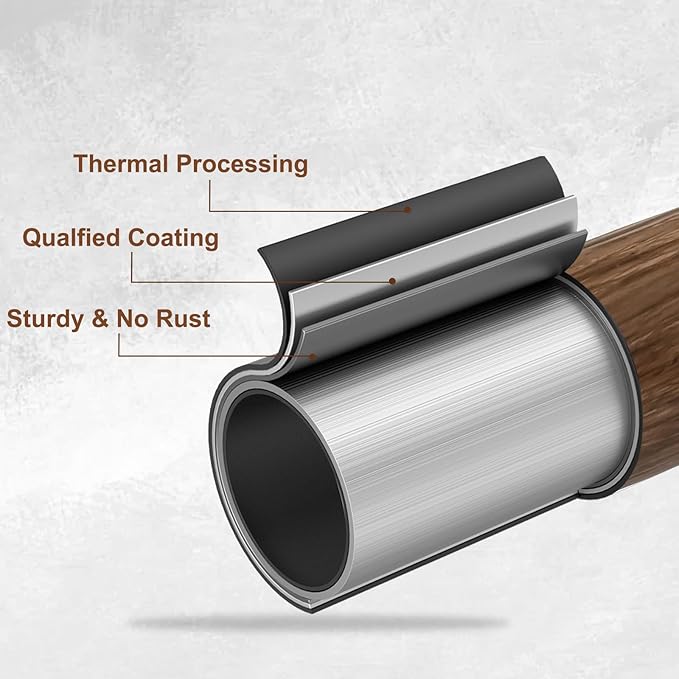 1” Diameter Curtain Rods Itself is 30 to 144 inch 1 Pack Fit 30-142 inch, 66 to 120 inch Window with Heavy Duty Adjustable Rod Matte Wood Grain Splicing Metal Extra Long Curtain Rod for Windows