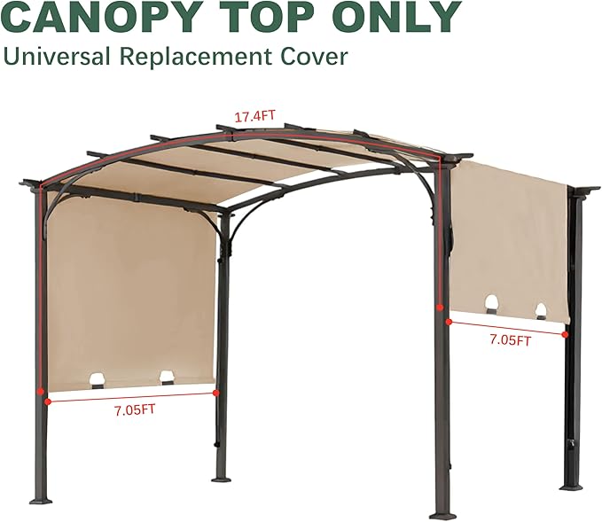 85''x 208'' Universal Doubleton Steel Pergola Replacement Cover for Pergola L-PG080PST, (Light Beige)