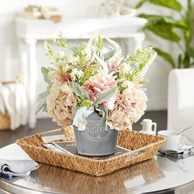 Briful 4 Size Galvanized Buckets Farmhouse Metal Bucket Dark Gray Galvanized Flower Bucket Home Indoor Outdoor Decorative Tin Planters (4.7In/5.1In/5.9In/7.1In)