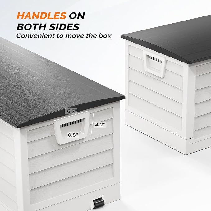 VINGLI 75 Gallon Collapsible Outdoor Storage Box, Simple-to-assemble Plastic Storage Containers with Lid, Patio Deck Box Furniture for Garden, Pool, Balcony, Yard (White)