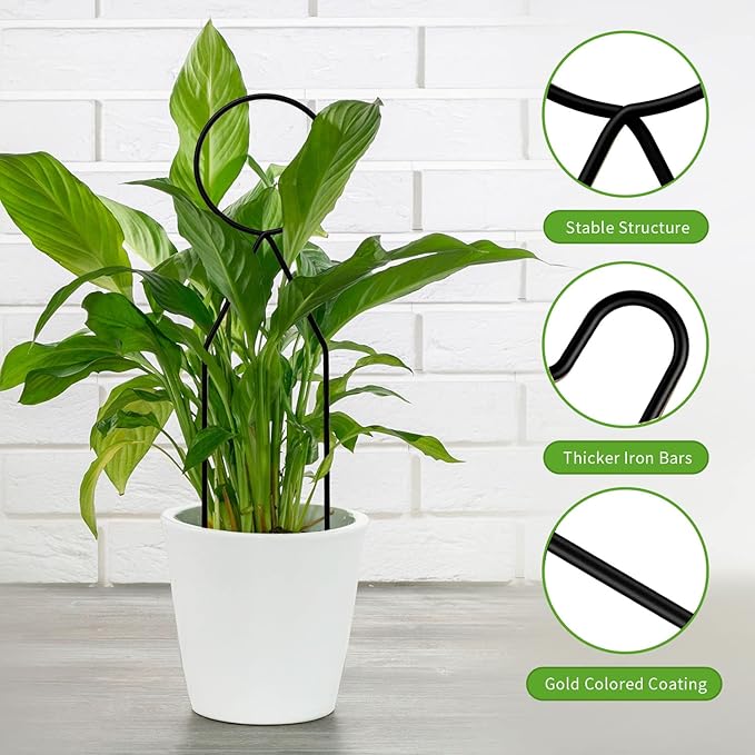 4 Pcs Small Metal Trellis for Potted Plants,Gold Trellis for Climbing Plants Indoor,Mini Trellis for Potted Plant Support Stake House Plant Trellis for Garden Potted,Hoya,Pothos,Flower,Monstera(Black)