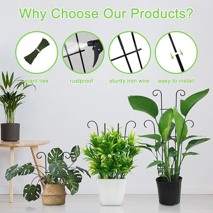 Plant Trellis for Potted Plants 2p, Larger 23in Garden Trellis for Climbing Plants Indoor Outdoor, Rustproof House Plant Support Stakes for Pothos Hoya Ivy Flower