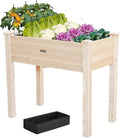 34x18x30in Wooden Raised Garden Bed with Legs,Elevated Reinforced Planter Box with Bed Liner for Backyard/Patio/Gardener,150lb Capacity - Natural