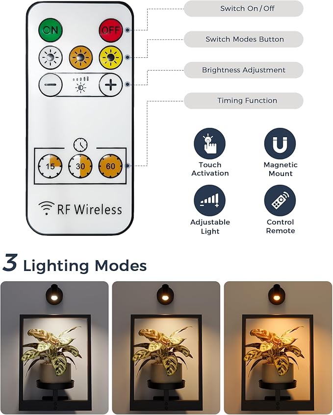 Bamworld Hanging Planters for Indoor Plants Wall Decor Living Room Plant Stand Indoor Wall Planters Plant Hanger Window Plant Shelves 3-Packs with Lights