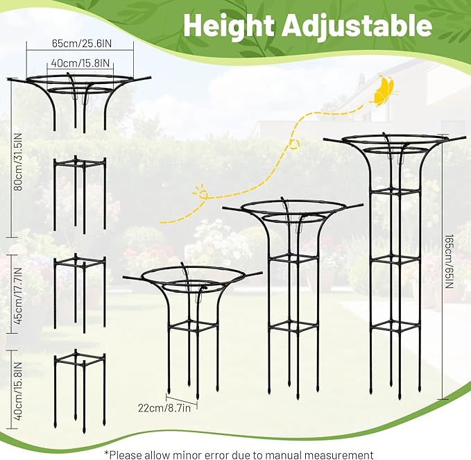 Garden Trellis for Climbing Plants Outdoor, 65 Inch Mushroom Top Trellis for Climbing Plants, Plant Trellis Support for Potted Plants Climbing Vine Rose Clematis Vegetable Trellis, 1 Pack (1)