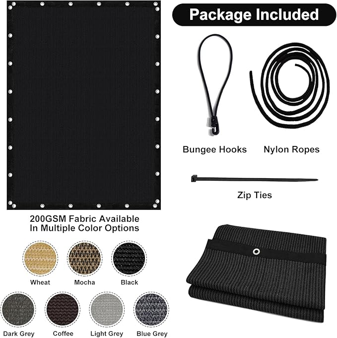 Artpuch 90% Sun Shade Cloth, 3 x 12 FT Pergola Shade Cover Canopy with Grommets, Sun Screen Fabric Tarp for Patio, Outdoor, Garden, Backyard, Black