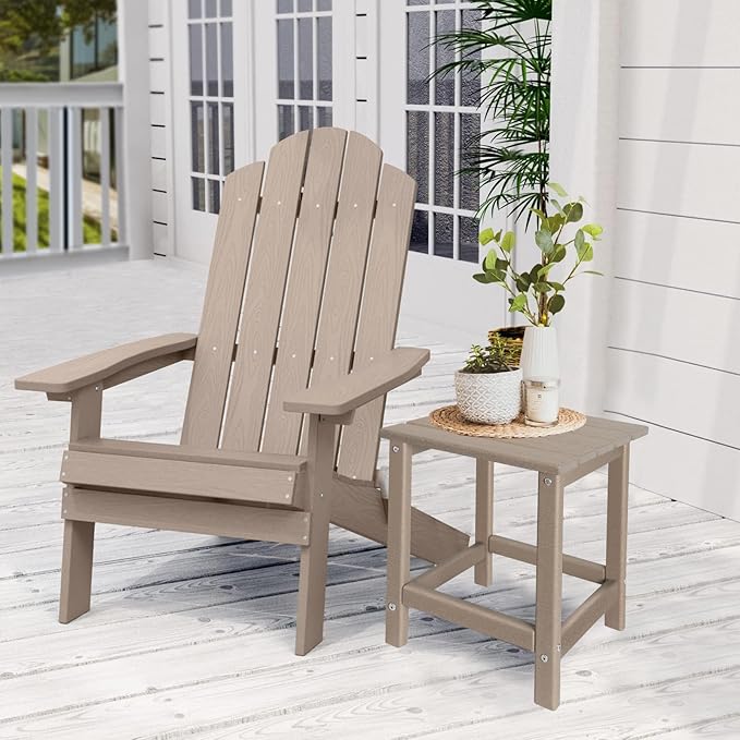 Outdoor Side Tables Adirondack, HDPE Small Table for Patio,Outside End Table for Porch, Deck, Pool, Weather Resistant/Easy Maintenance