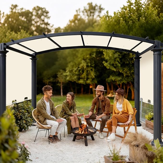 85'' x 208'' Universal Pergola Replacement Cover for Doubleton Steel Pergola L-PG080PST, Waterproof Sunshade Canopy Top for Patio Gazebo, Deck, Porch, Yard, Outdoor Cover Only (Beige)
