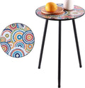 1 Pack Metal Outdoor Side Table Small Outside Round End Table for Patio Modern Accent Garden Corner Table for Small Spaces, Balcony, Porch, Weather-Resistant, Plant Stand Indoor