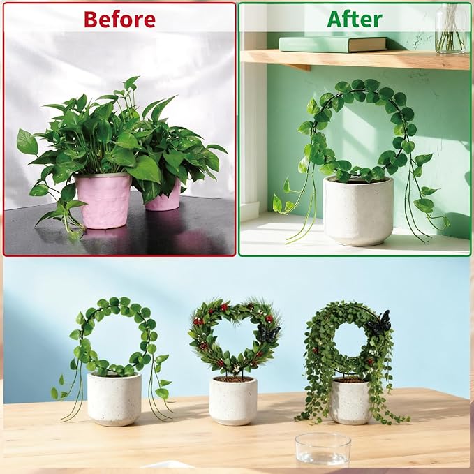 Indoor Climbing Plant Trellis - 3pcs Small Garden Potted Support Outdoor Plants Propagation Trellises Accessories with 20pcs Ties for Garden Plant Houseplant