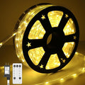 50FT 360 LED Waterproof Rope Lights Outside with Remote, 8 Modes and 4 Brightness Tube Lights for Christmas, Bedroom, Patio, Garden, Indoor Outdoor Decoration (Warm White)