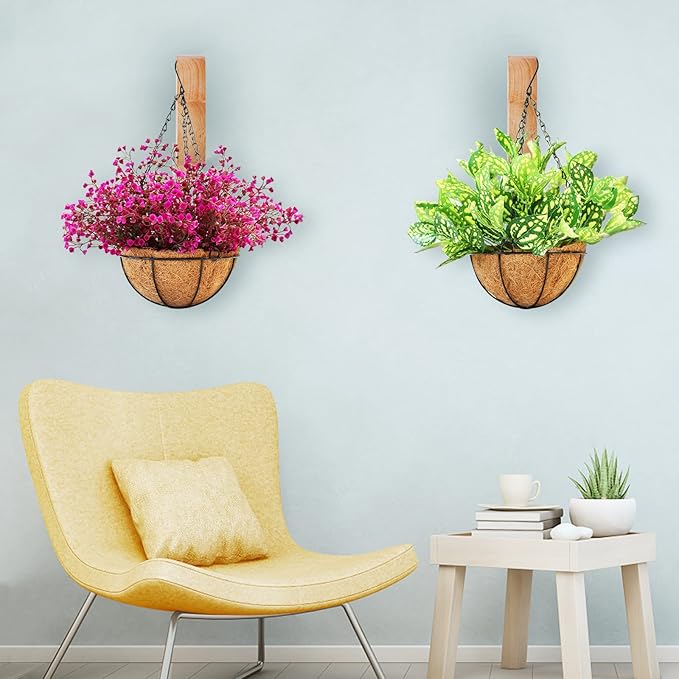 7-Inch Hanging Plant Brackets, Arc-Shaped Wooden Plant Hanger Indoor, Wall Mount Hooks for Outdoor Hanging Bird Feeders, Flower Baskets Pots, Wind Chimes, Lanterns