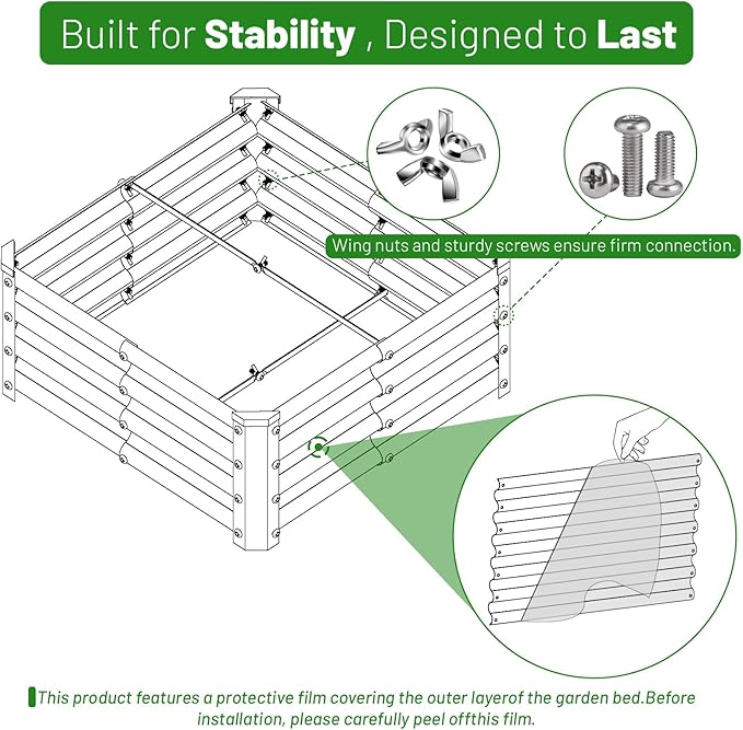 SnugNiture Galvanized Raised Garden Bed 4x4x1FT Outdoor Large Metal Planter Box Steel Kit for Planting Vegetables, Flowers