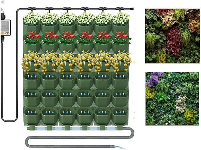 36 Pockets Living Wall Planter Indoor, Self Watering Wall Hanging Planters for Outdoor Plants Stackable, Cascading Vertical Planter Garden (36 planters Set)