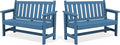 SERWALL HDPE Outdoor Benches Weatherproof, 2-Person Garden Bench with 660 lbs Weight Capacity, Patio Benches for Outdoors, Garden, Porch, Park, Navy, 2 Pack