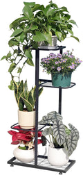 Plant Stand Indoor Outdoor, Corner Metal Plant Stands, Heavy Duty Tall Planter Shelf for Multiple Plants, Flower Pot Holder for Patio Garden Balcony Living Room (Black, 4 Tier-5 Potted)
