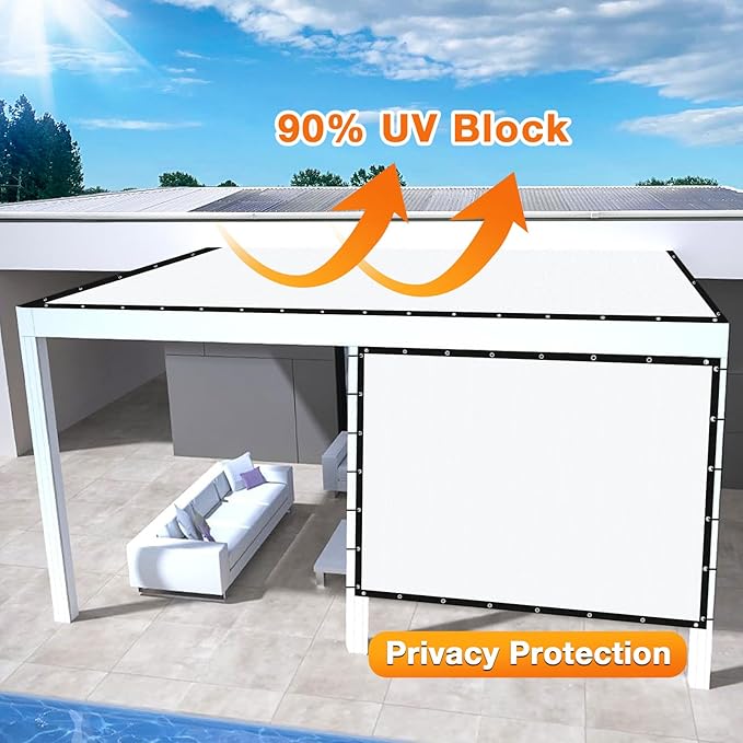 Artpuch Outdoor Pergola Shade Cover 4' X 14' Sun Shade Cloth with Grommets, 90% UV Protection Canopy Patio Privacy Screen (Customized Available) GN107, White