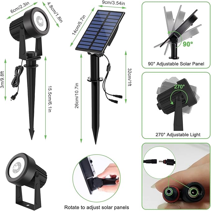 Solar Spotlights Outdoor Waterproof, RGB Landscape Spotlights, Christmas Decorative Solar Spot Lighting for Garden, Yard, Pathway, Lawn, Poolside, Party, 2-in-1 Mounted (RGB, 1 Pack)