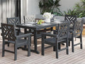 7-Piece Outdoor Dining Set, HDPE All-Weather Patio Table and Chairs Set for 6, Outdoor Patio Furniture Sets with Umbrella Hole for Outside, Deck, Backyard, Garden (Black)