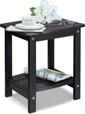 Y&M Outdoor Side Table, HIPS Adirondack Small Double Layer Table, Waterproof Square Outside Table, Balcony Modern End Tables for Patio, Pool, Beach, Porch, Deck, Indoor or Outdoor Use, Black