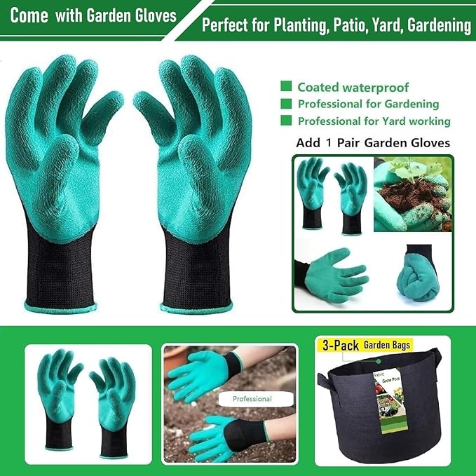 3-Pack 50 Gallon Thickened Plant Grow Bags Large (30x16 in) Heavy Duty Fabric Plant Pots Garden Bag for Potato,Tomato Planter,Herbs Veggies Planting,Flower Pots,Barrel Planter,Leaf Bag,Yard Waste Bags