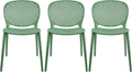 2xhome Set of 3 Patio Dining Chairs | Modern Stackable Outdoor Pool Side Chair | Weather Resistant Plastic for Yard, Porch, Balcony, Kitchen, Green