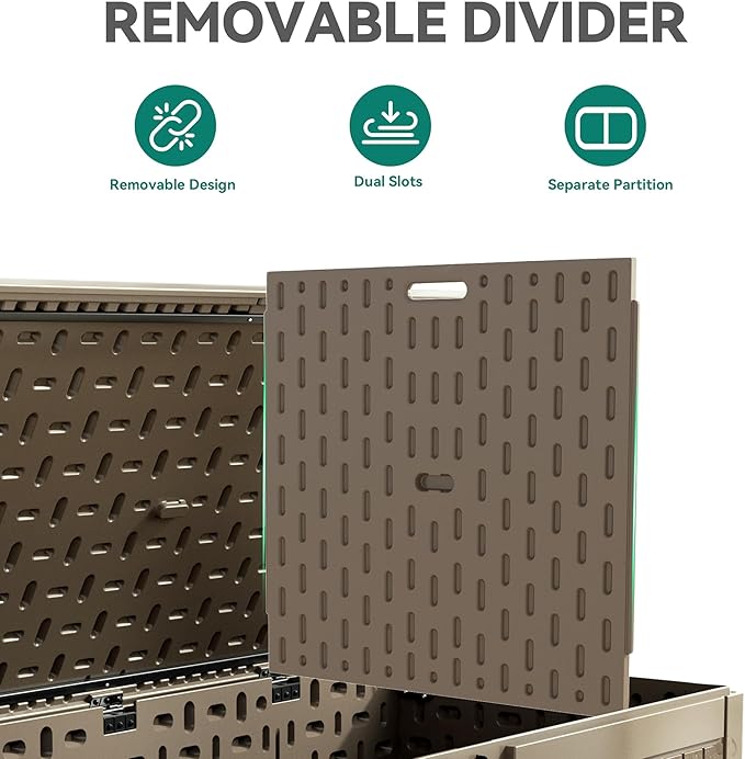 YITAHOME 260 Gallon Large Deck Box with Divider & Side Handles, Outdoor Double-Wall Storage for Patio Furniture Cushions, Garden Pool Accessories, Waterproof & Lockable