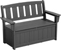 SERWALL HDPE Outdoor Storage Bench, All-Weather, UV-Resistant Deck Box with Waterproof Storage Bags, 57 Gallon Dual-Use Seat & Organizer Deck Boxes for Patio, Garden Tools & Pool (Gray)