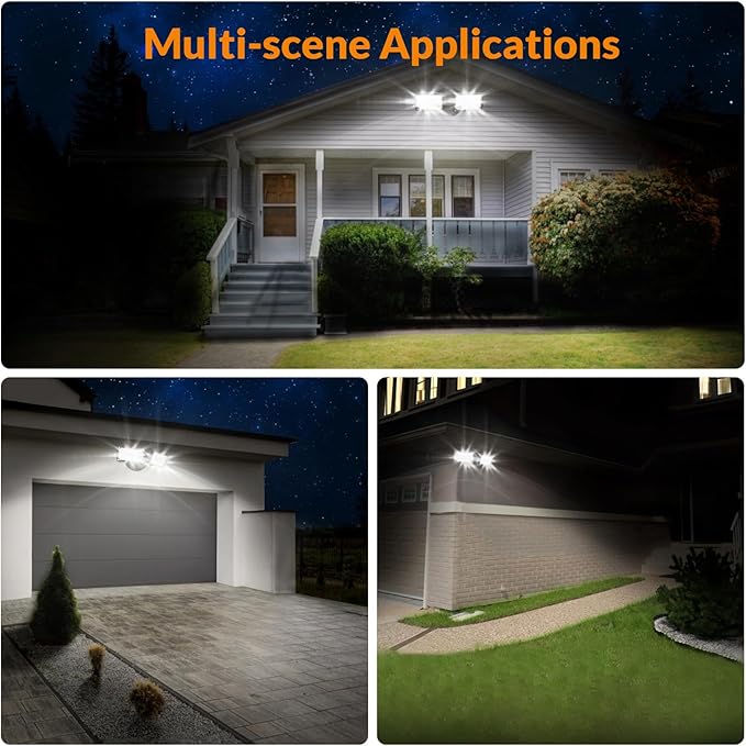 LEPOWER 3000LM LED Flood Light Outdoor, Switch Controlled LED Security Light, 28W Exterior Lights with 2 Adjustable Heads, 5500K, IP65 Waterproof for Garage, Yard, Patio Brown