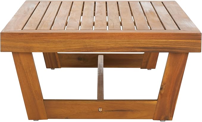 SAFAVIEH Outdoor Patio Furniture Collection Lynn Natural Brown Slatted Top Solid Wood Coffee Table (PAT7330A)