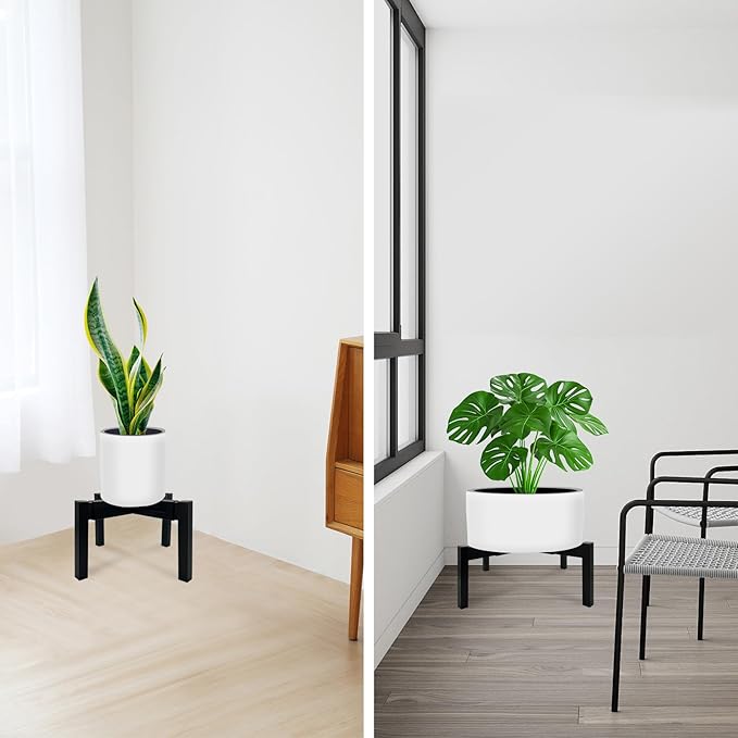 Heavy Duty Adjustable Metal Plant Stand for 10"-16" Plant Pot – Indoor & Outdoor (Black, 1 Pack)