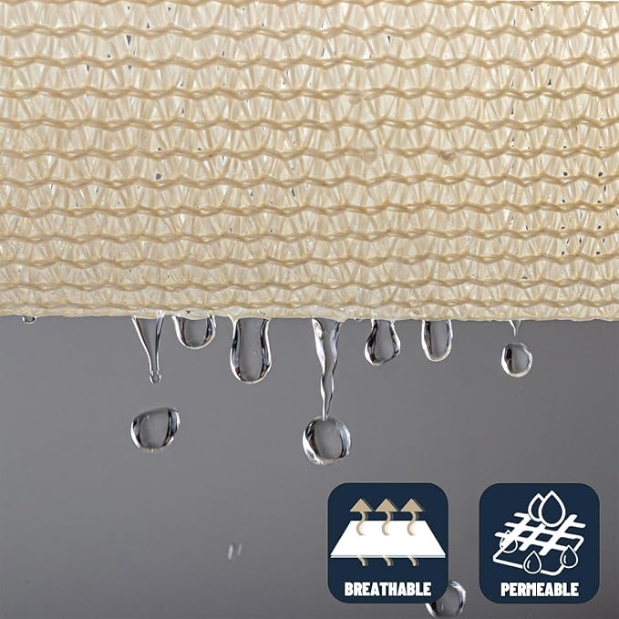 SUNNY GUARD Custom Size 8'x12'x14.4' Butter Cream Sun Shade Sail Triangle UV Block Shade for Backyard Yard Patio Deck Garden(Customized)