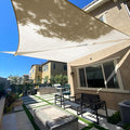SUNLAX Sun Shade Sail 7' x 13' x 14.8' Butter Cream Rectangle Canopy Sail Shade Cover UV Block Permeable Sunshade Outdoor for Patio Backyard Deck Pergola (We Make Custom Size)