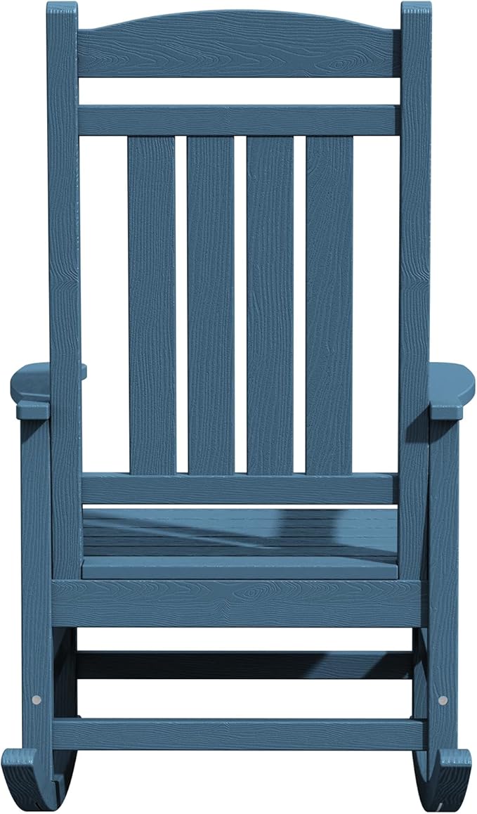 KINGYES Oversized Outdoor Rocking Chair Set of 4, High Density Polyethylene Patio Rocking Chairs with 330lbs Support for Adults, Navy